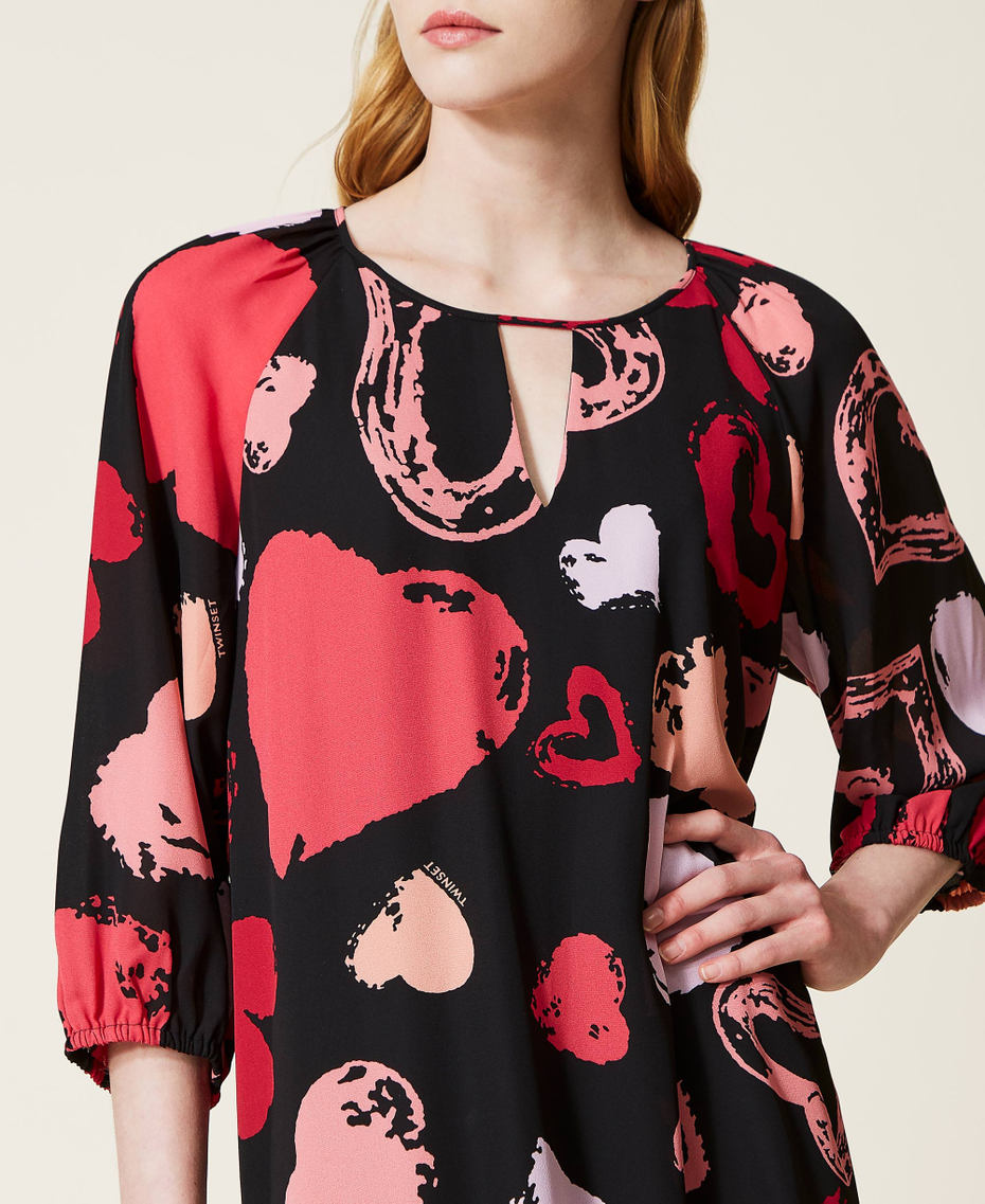 Heart motif georgette dress