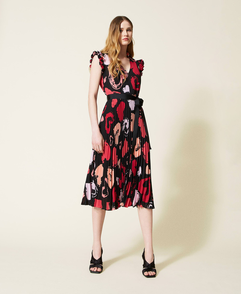 FIORRA Mehandi - Vestido Verde Georgette Con Estampado Floral
