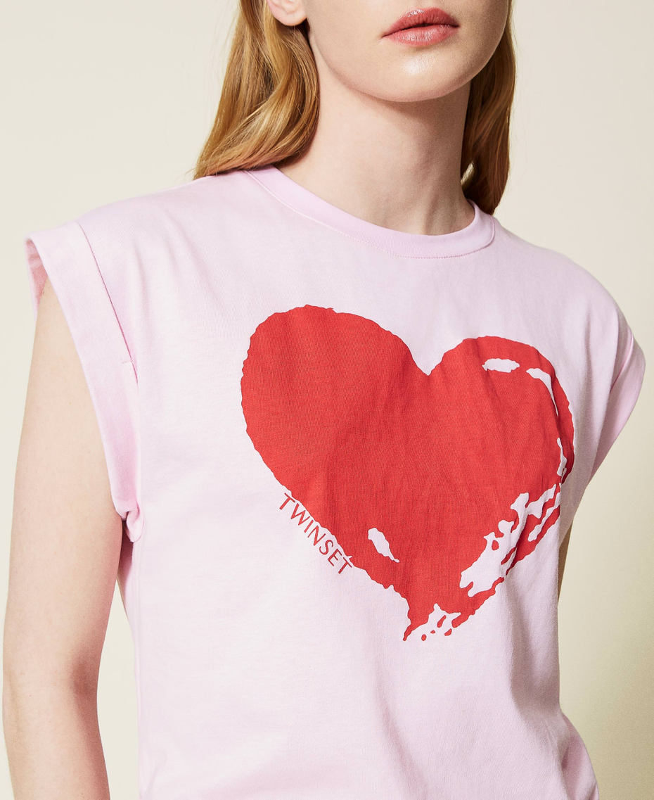 Camiseta con corazón y cordón de ajuste Lirio Mujer 221TQ2082-04