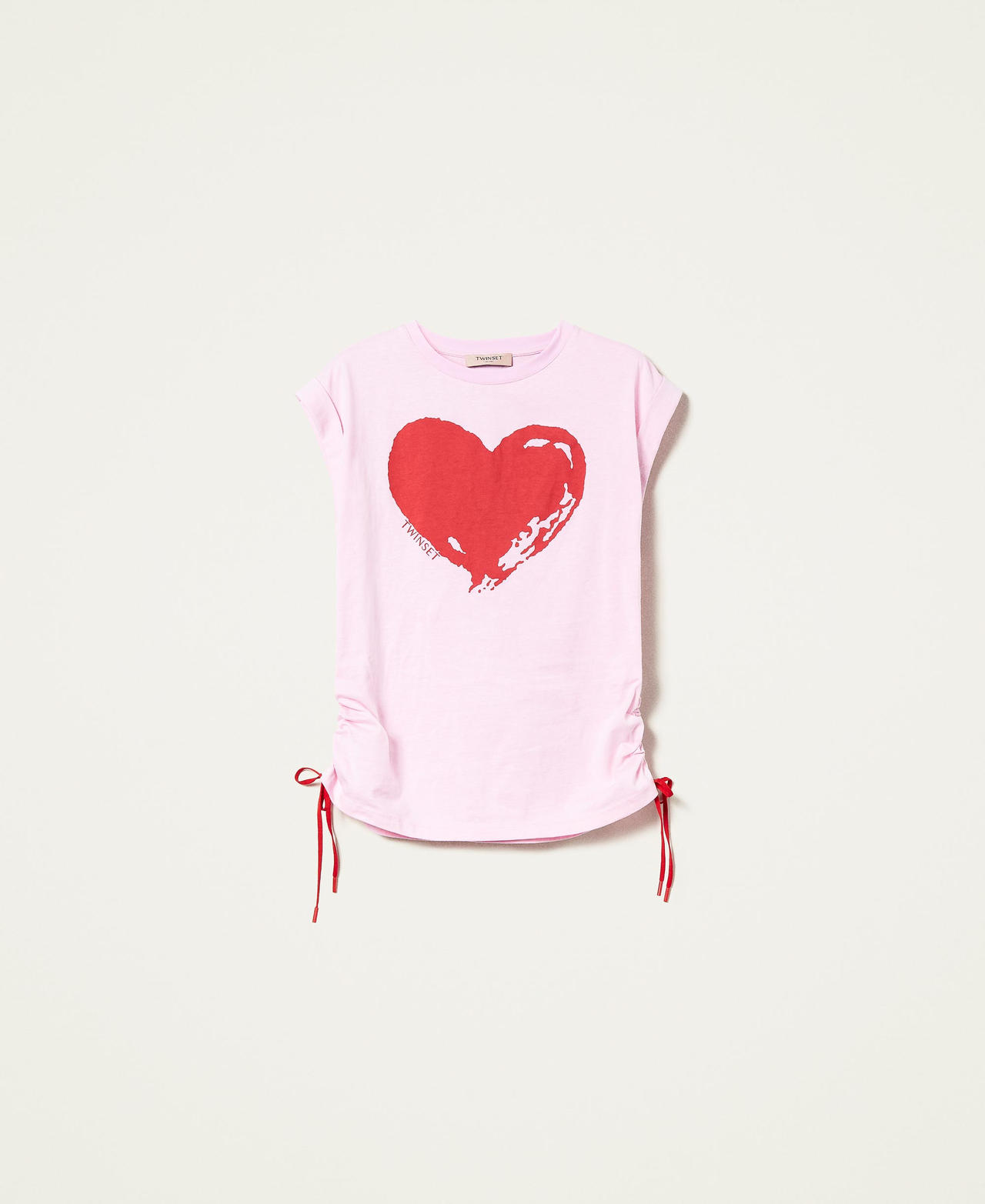 T-Shirt mit Herz und Tunnelzug Lilie Frau 221TQ2082-0S