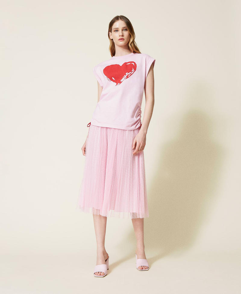T-shirt avec cœur et cordons coulissants Lys Femme 221TQ2082-0T