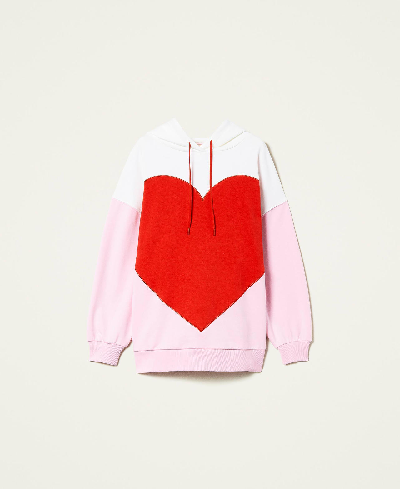 Maxi sweat-shirt avec cœur incrusté Rouge « Fired Red » Femme 221TQ2098-0S
