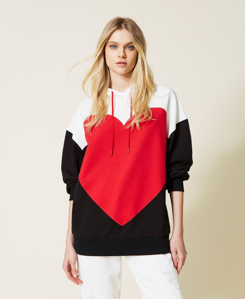Maxi felpa con cuore a intarsio