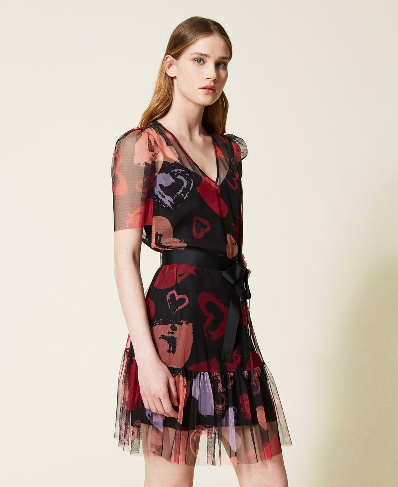 Short dress with heart pattern print