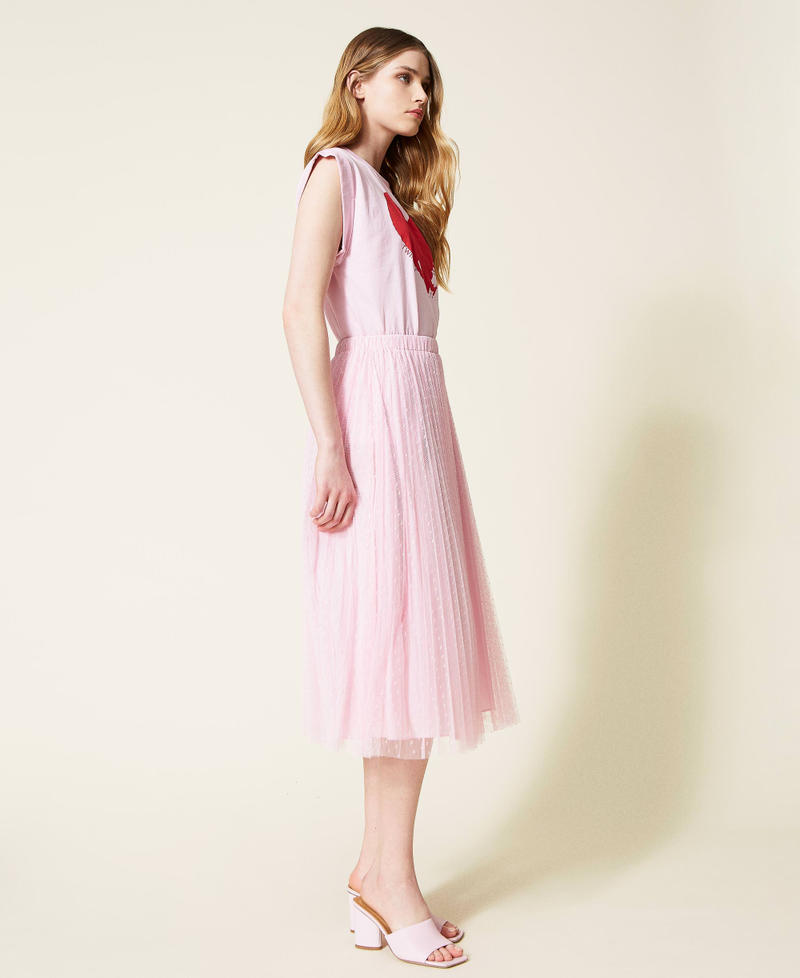 Plumetis tulle skirt "Bouquet” Pink Woman 221TQ2110-02