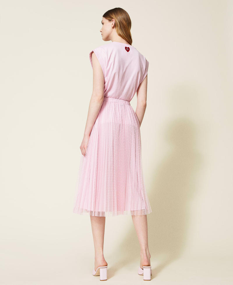 Plumetis tulle skirt "Bouquet” Pink Woman 221TQ2110-03