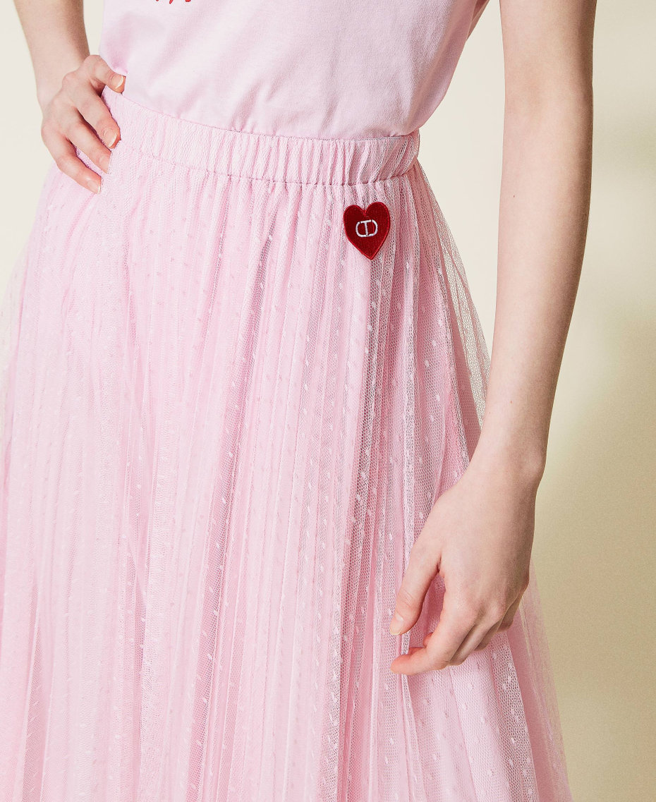 Plumetis tulle skirt "Bouquet” Pink Woman 221TQ2110-04