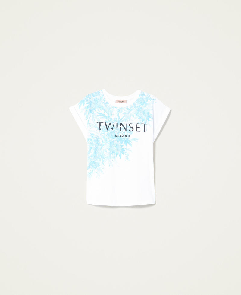 T-shirt with toile de Jouy floral print White Woman 221TQ2124-0S