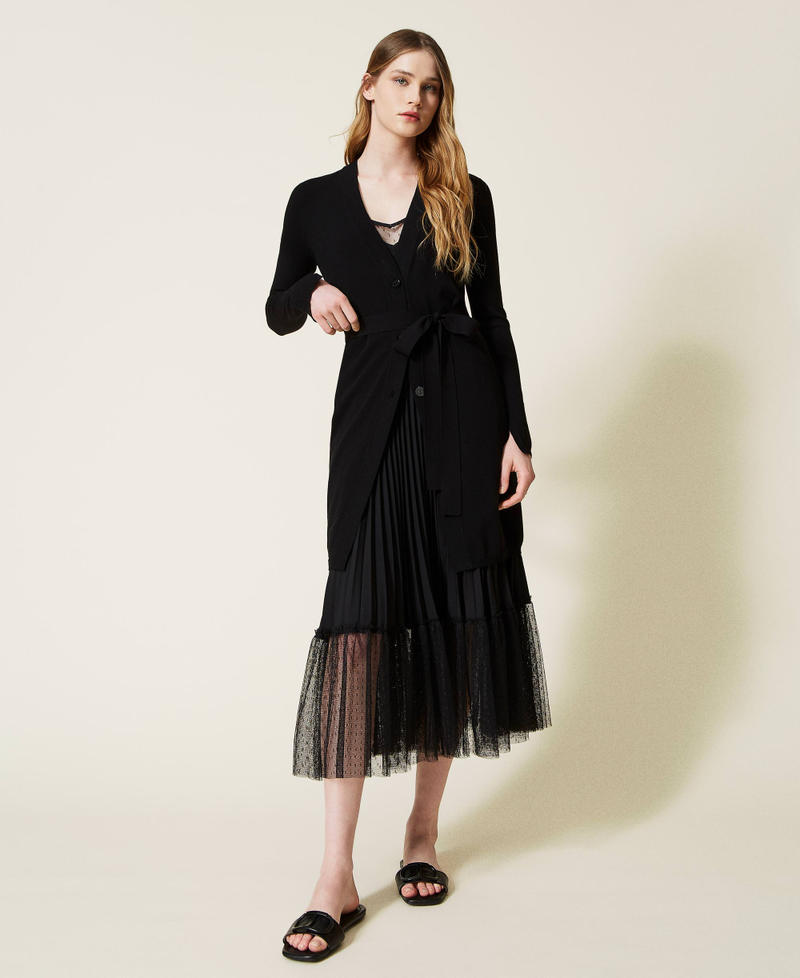 C&aacute;rdigan largo de punto con cintur&oacute;n