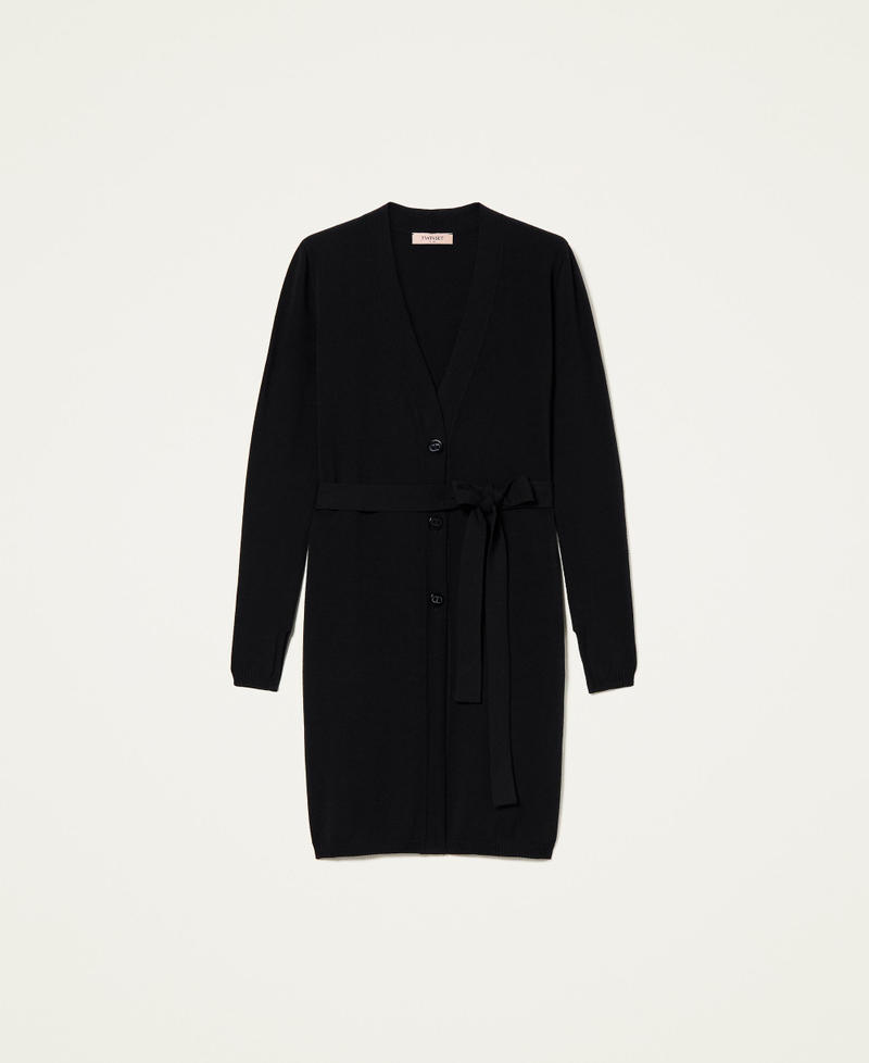 C&aacute;rdigan largo de punto con cintur&oacute;n