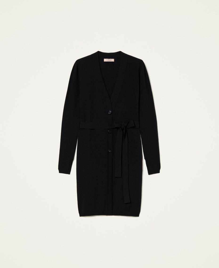 C&aacute;rdigan largo de punto con cintur&oacute;n