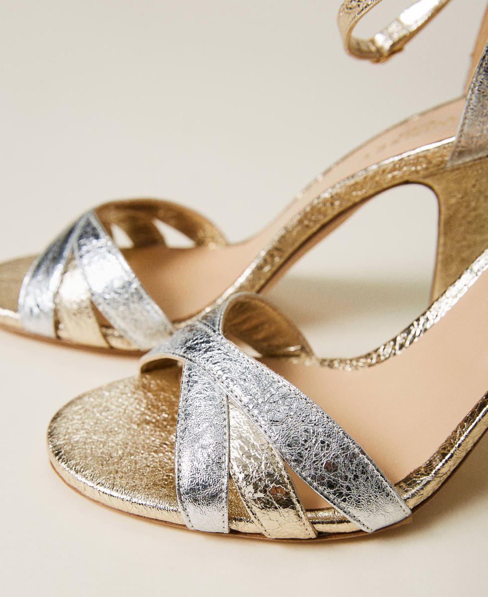Laminated leather sandals