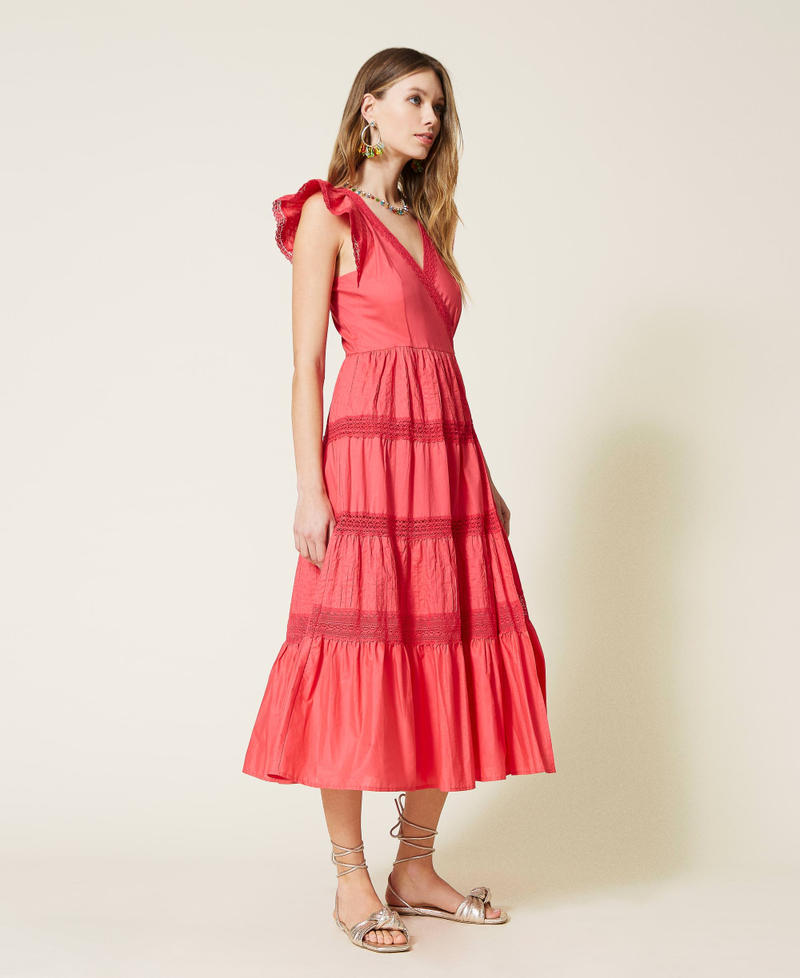 Wrap-around dress with lace "Wild Azalea” Red Woman 221TT2030-03