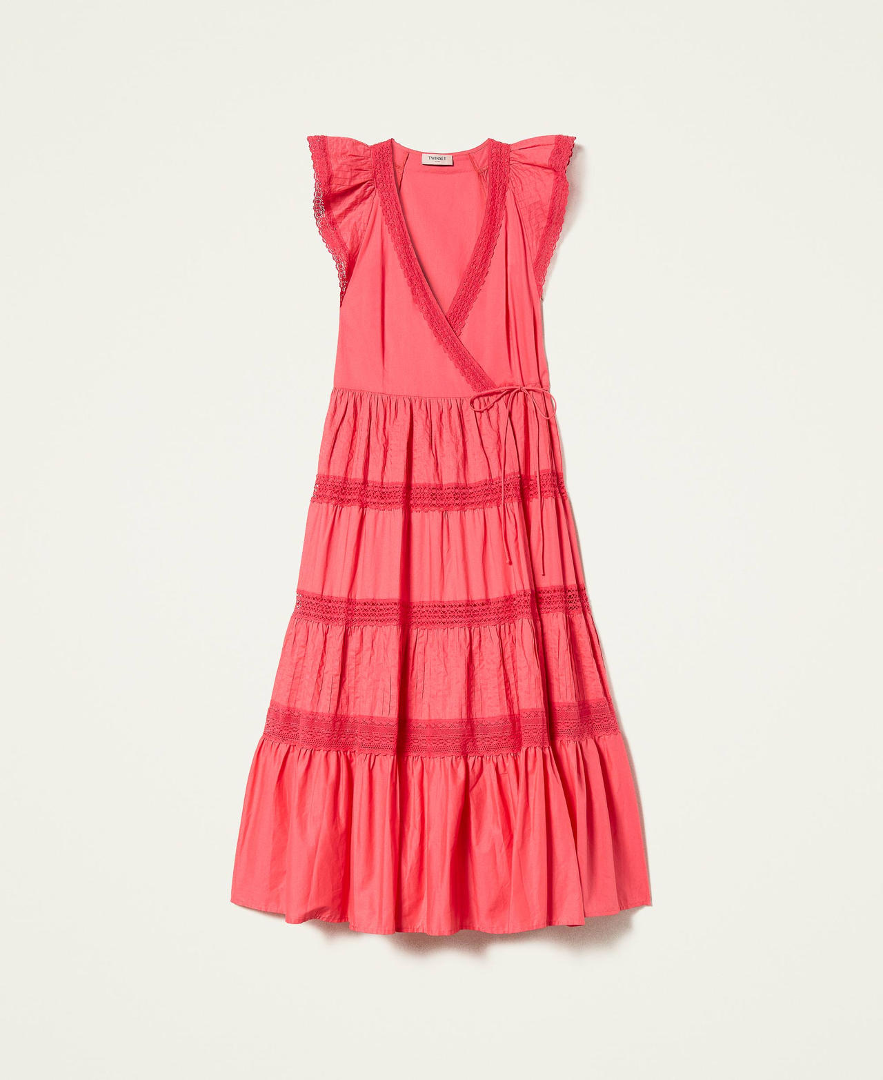 Wrap-around dress with lace
