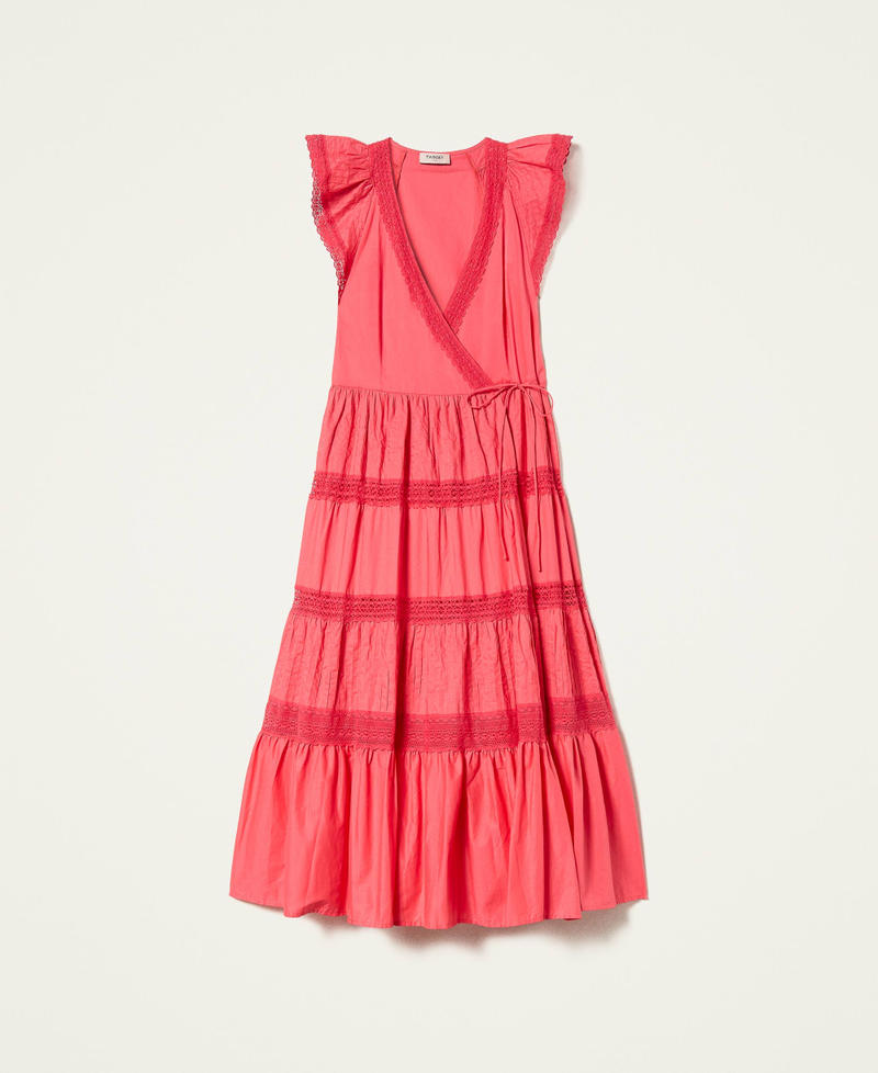 Wrap-around dress with lace "Wild Azalea” Red Woman 221TT2030-0S
