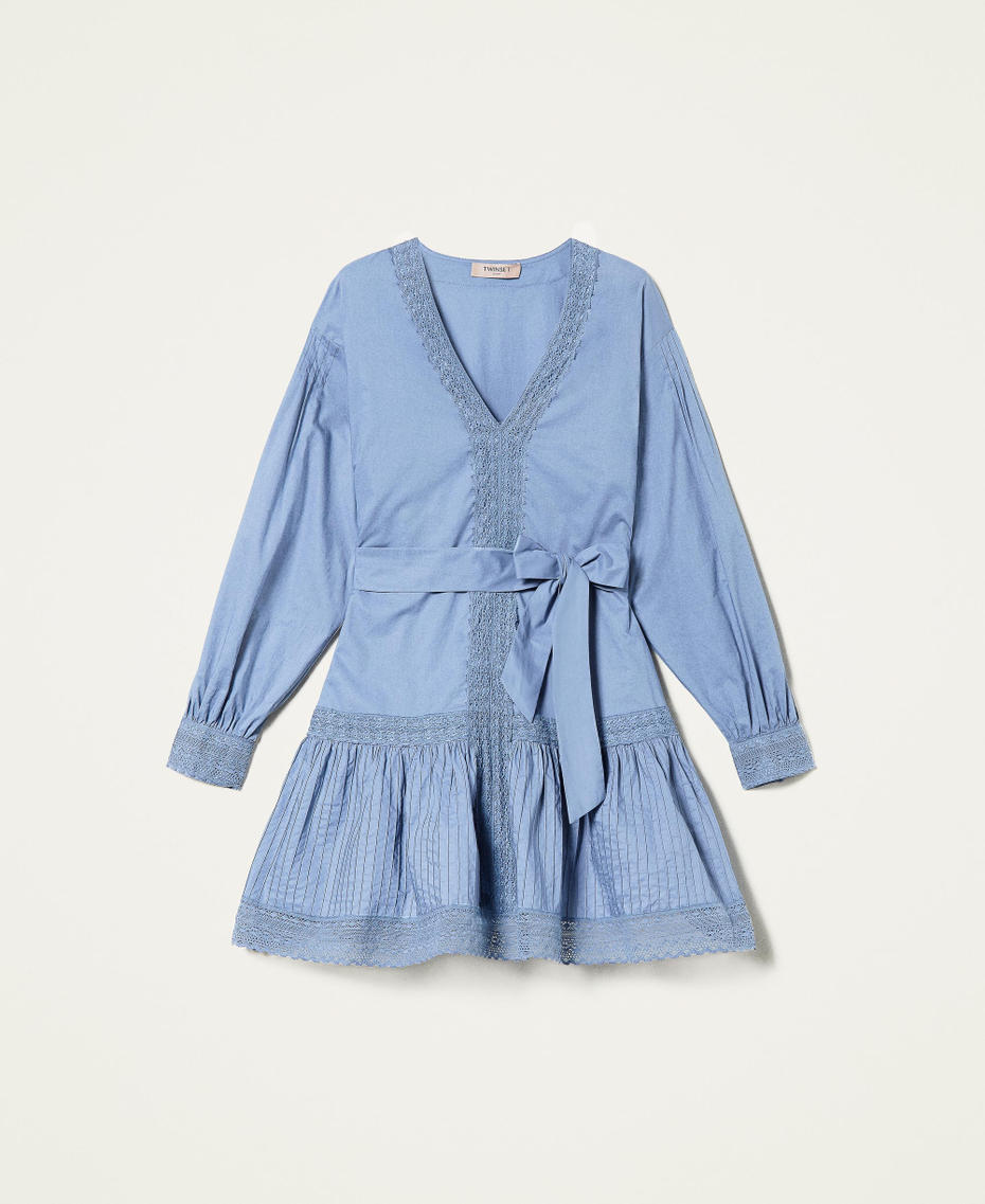 Robe en mousseline avec dentelle Bleu Infini Femme 221TT2032-0S