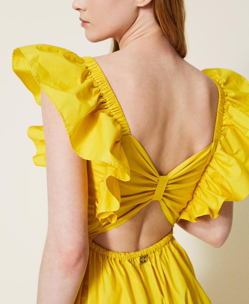 Poplin dress with frilled sleeves Light Honey Woman 221TT2061-04