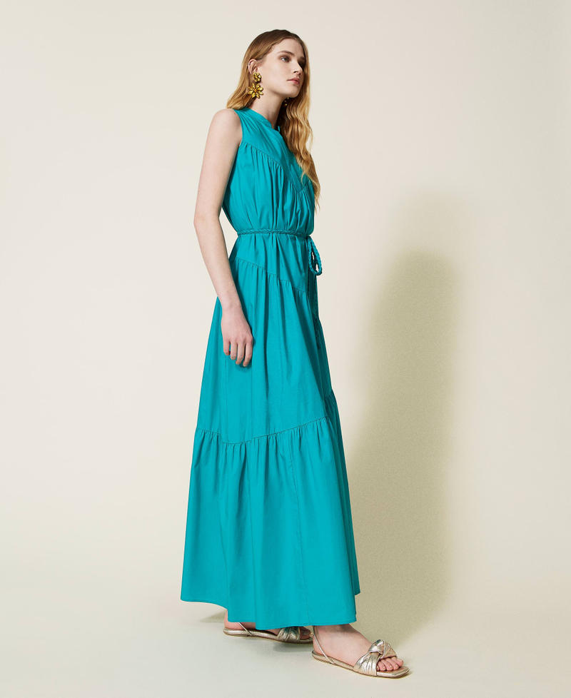 Long dress with asymmetric flounces "Tropical Green" Woman 221TT2086-02