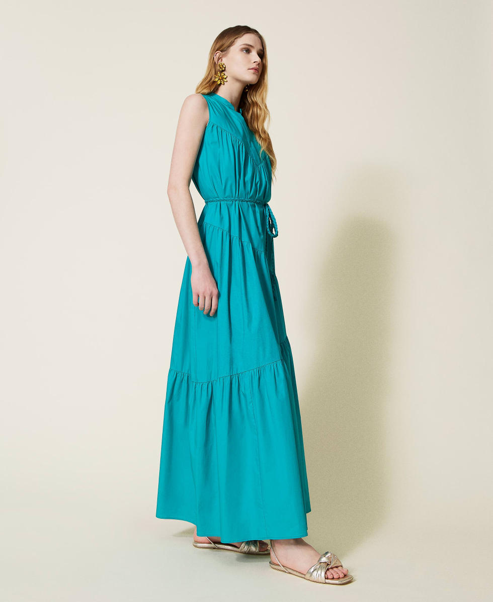 Long dress with asymmetric flounces