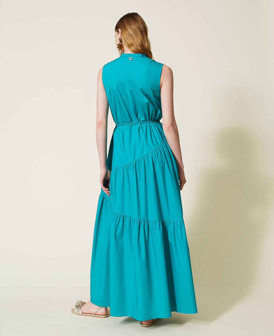 Long dress with asymmetric flounces "Tropical Green" Woman 221TT2086-03