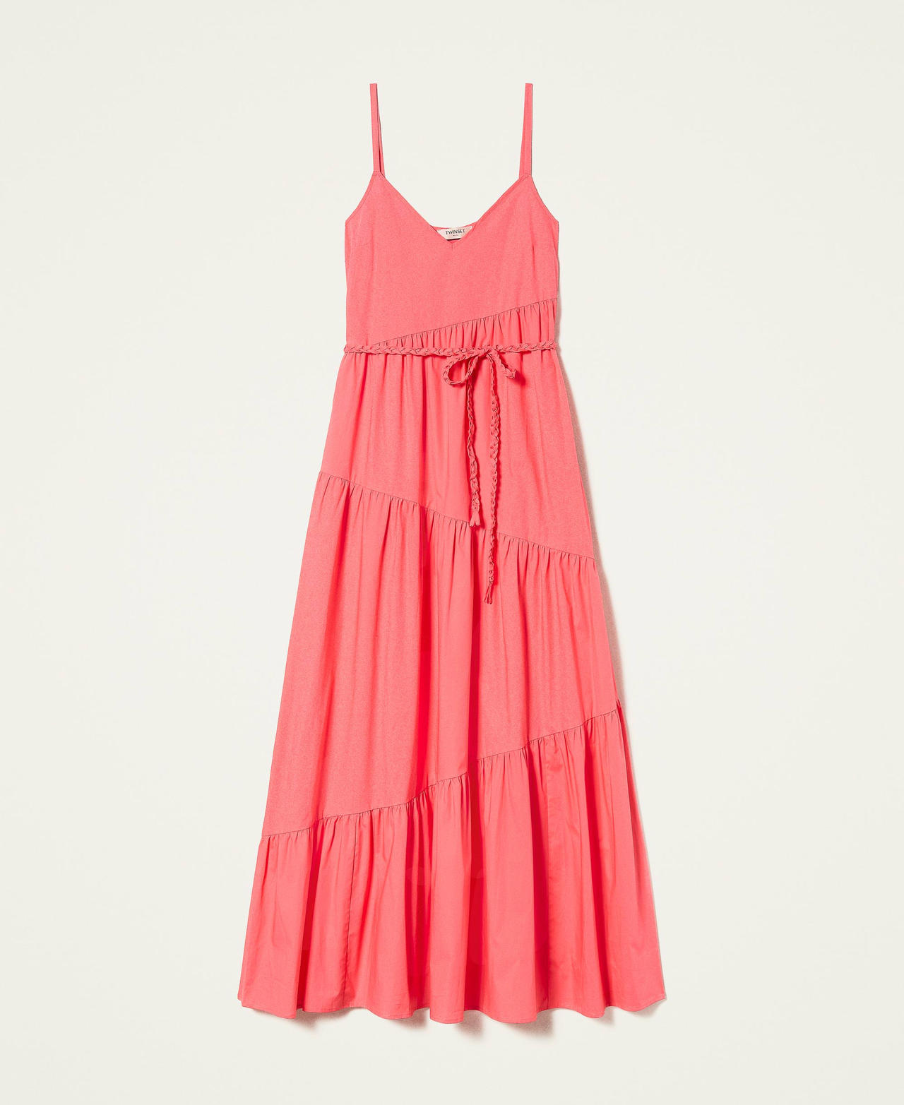 Длинное платье с асимметричными оборками Красный "Дикая азалия" женщина 221TT2088-0S