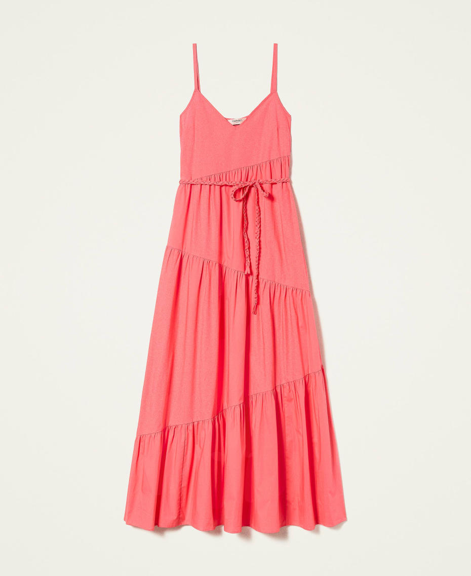 Long dress with asymmetric flounces