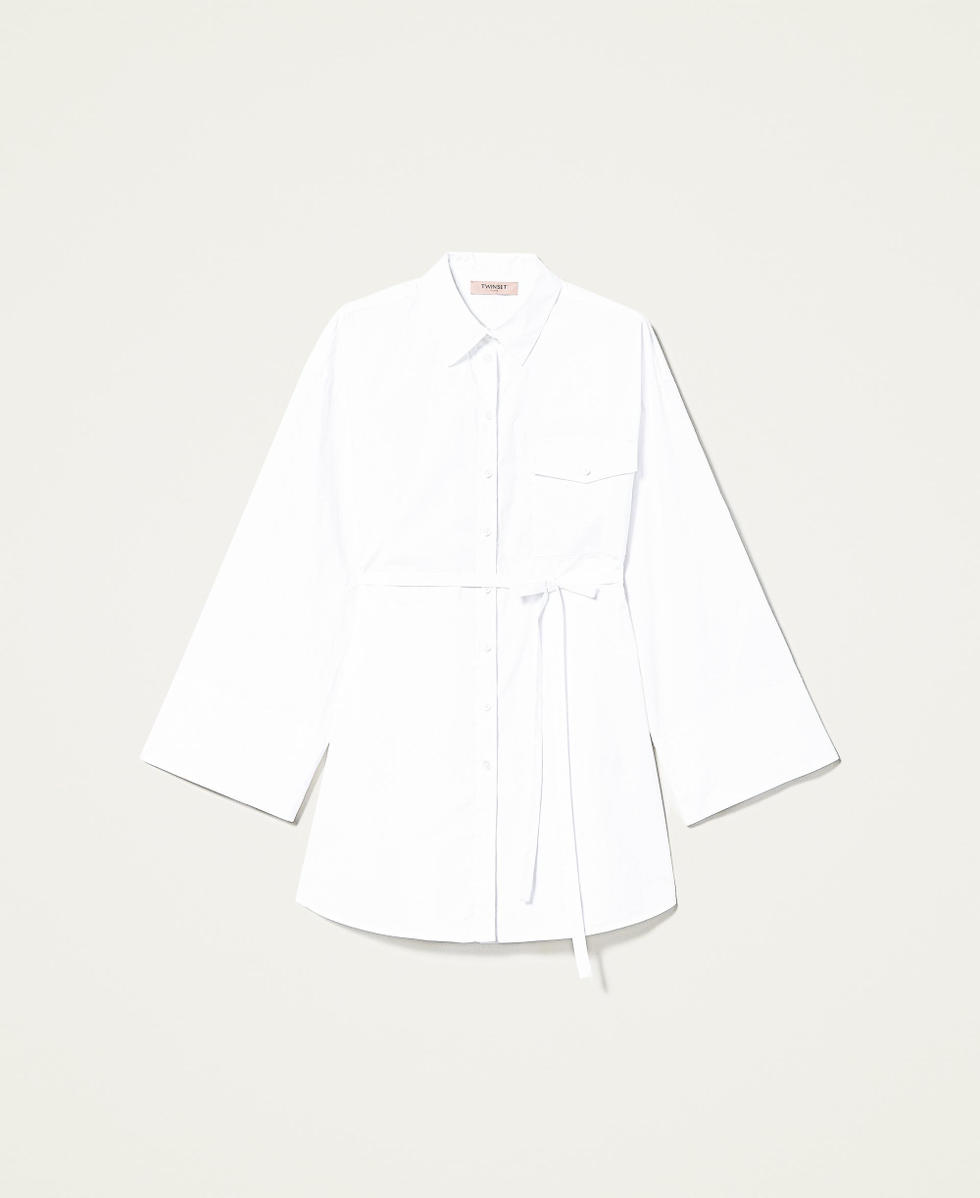 Poplin shirt with belt
