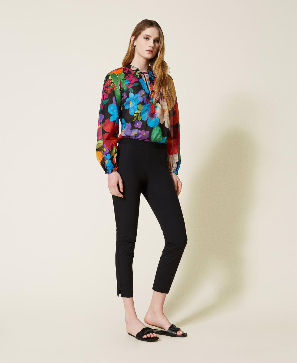 Pantalones pitillo de popelina