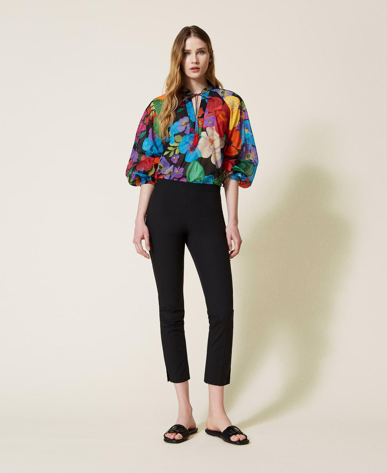 Poplin cigarette trousers