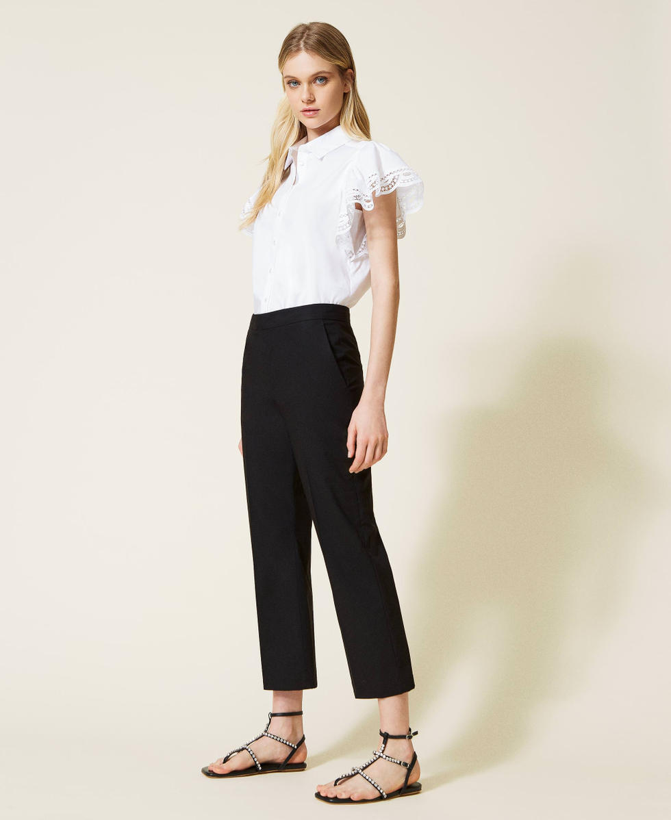 Ladies black cut off trousers cheap