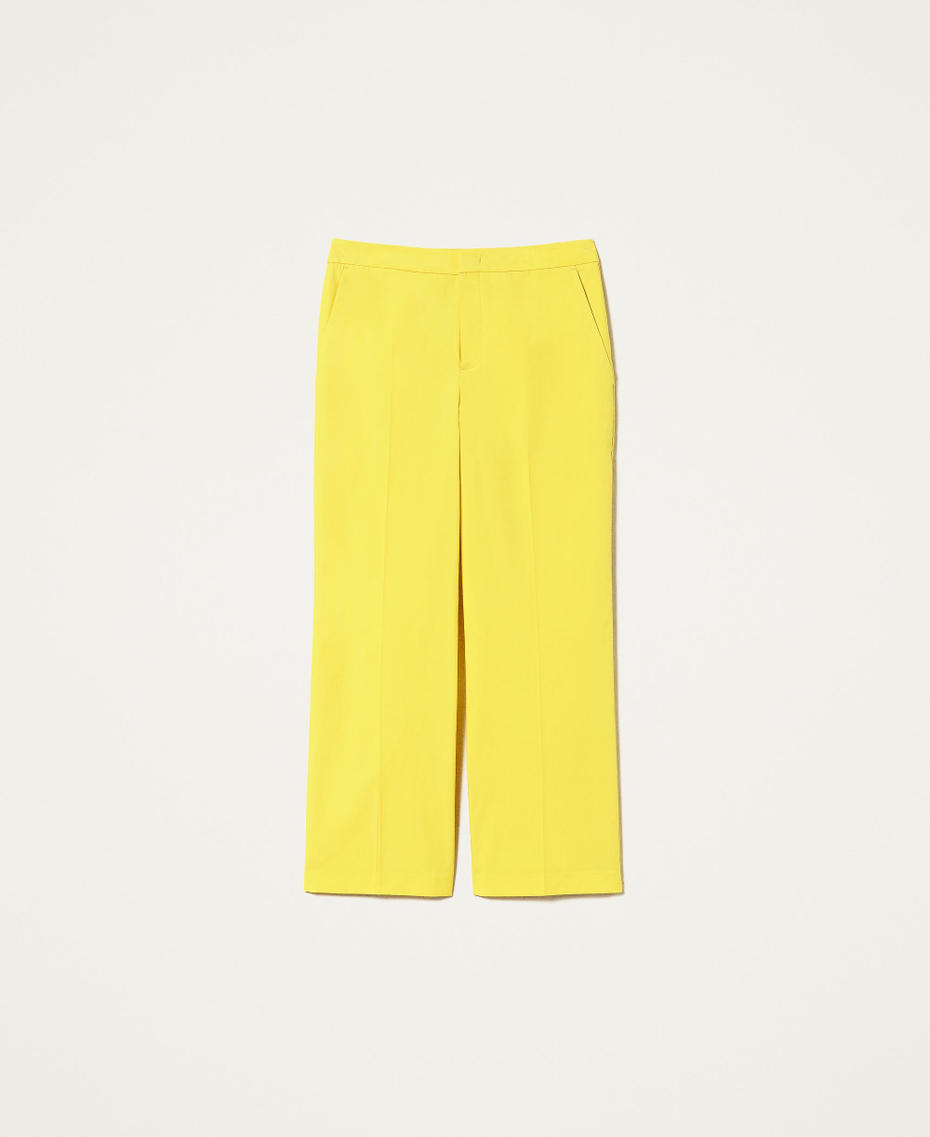 Cropped poplin trousers