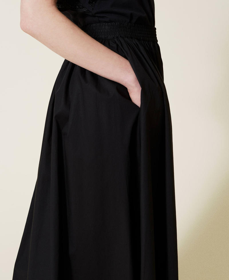 Falda larga de popelina Negro Mujer 221TT208H-05