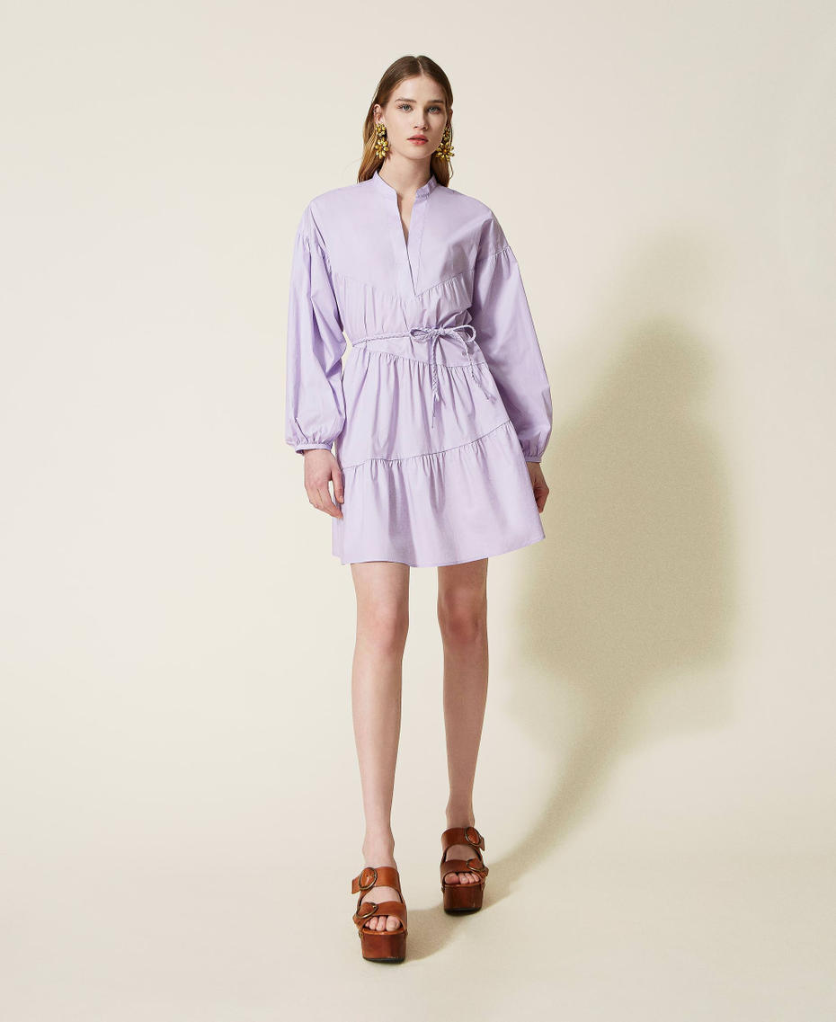 Dress with asymmetric flounces Pastel Lilac Woman 221TT208J-01
