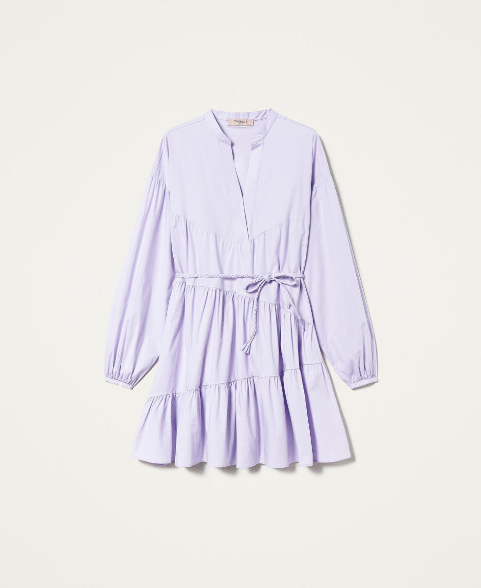 Dress with asymmetric flounces