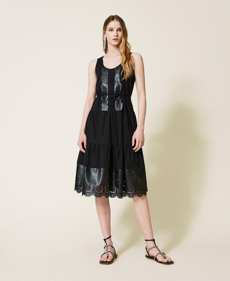 Платье-миди с лазерной вышивкой Черный женщина 221TT2101-01
