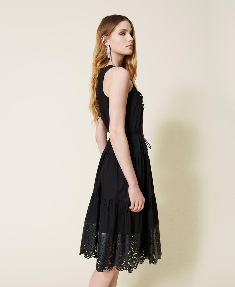 Midi dress with laser embroidery Black Woman 221TT2101-03
