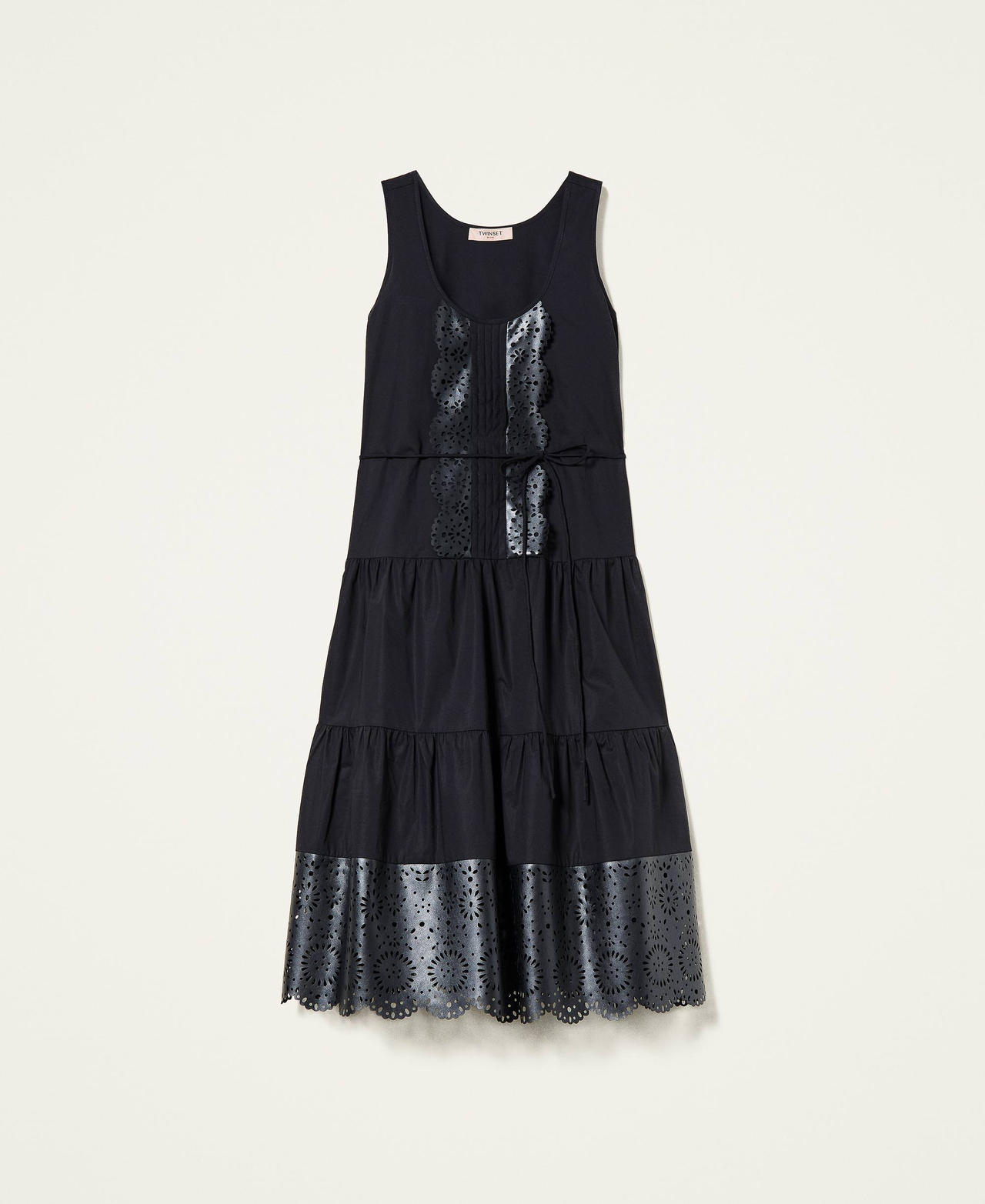 Платье-миди с лазерной вышивкой Черный женщина 221TT2101-0S