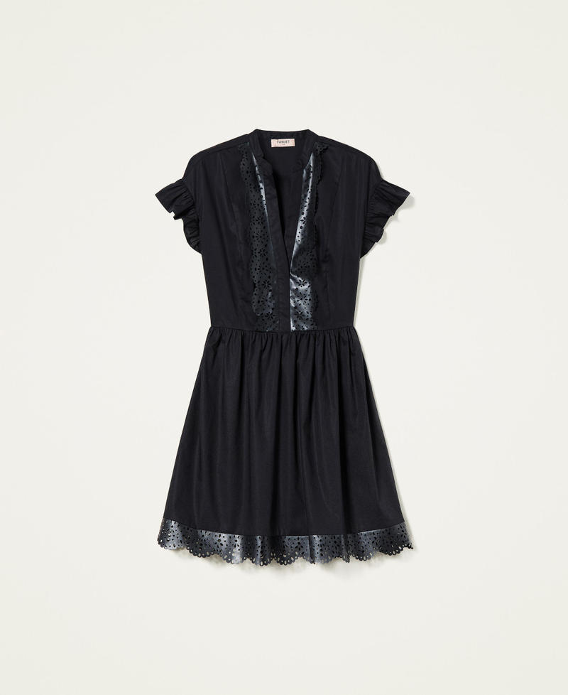 Короткое платье с лазерной вышивкой Черный женщина 221TT2104-0S