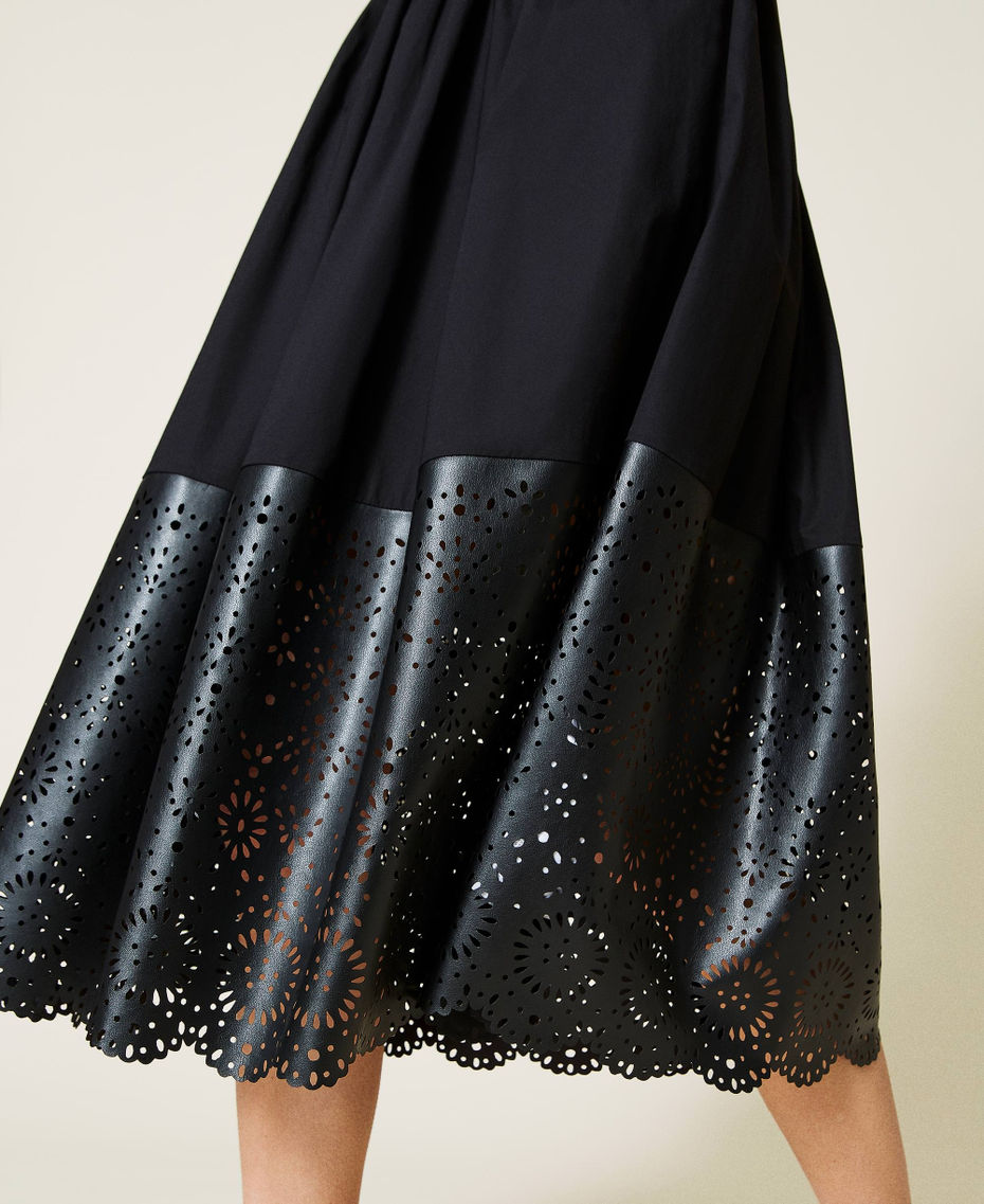 Midi skirt with laser embroidery Black Woman 221TT2109-04