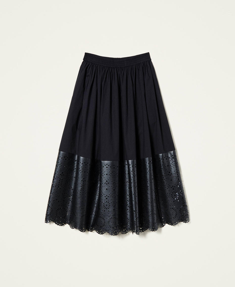 Midi skirt with laser embroidery Black Woman 221TT2109-0S