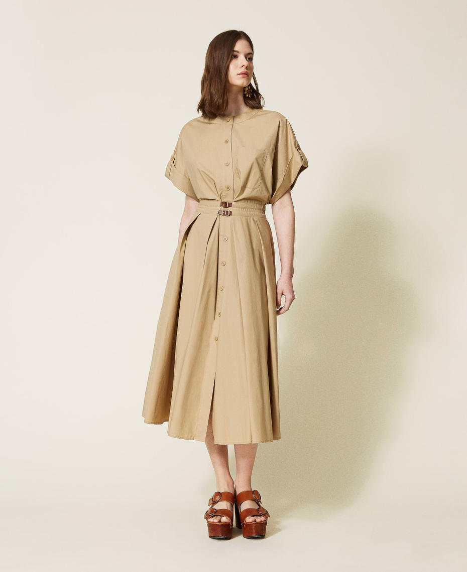 Long poplin shirt dress