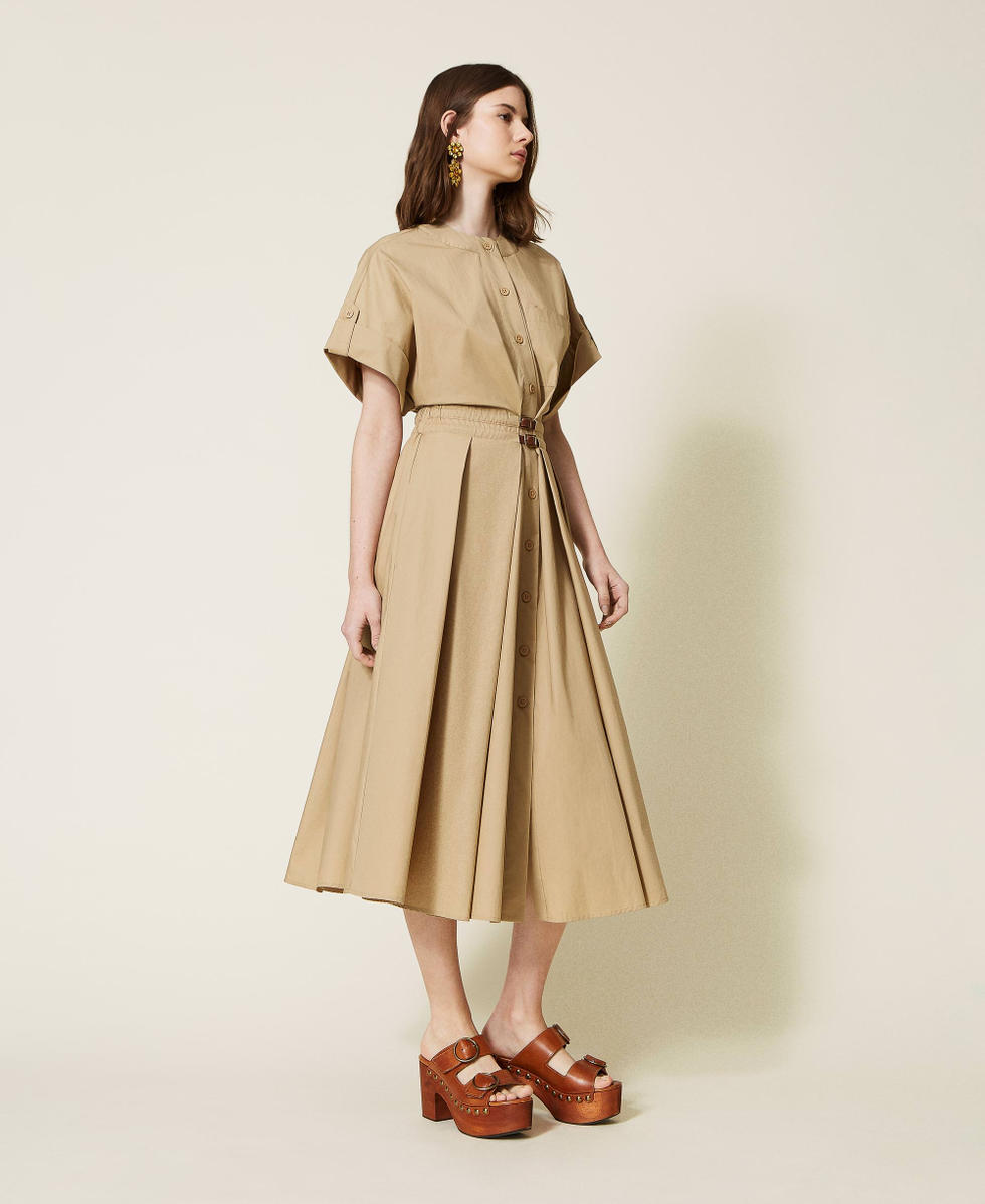 Langes Hemdblusenkleid aus Popeline