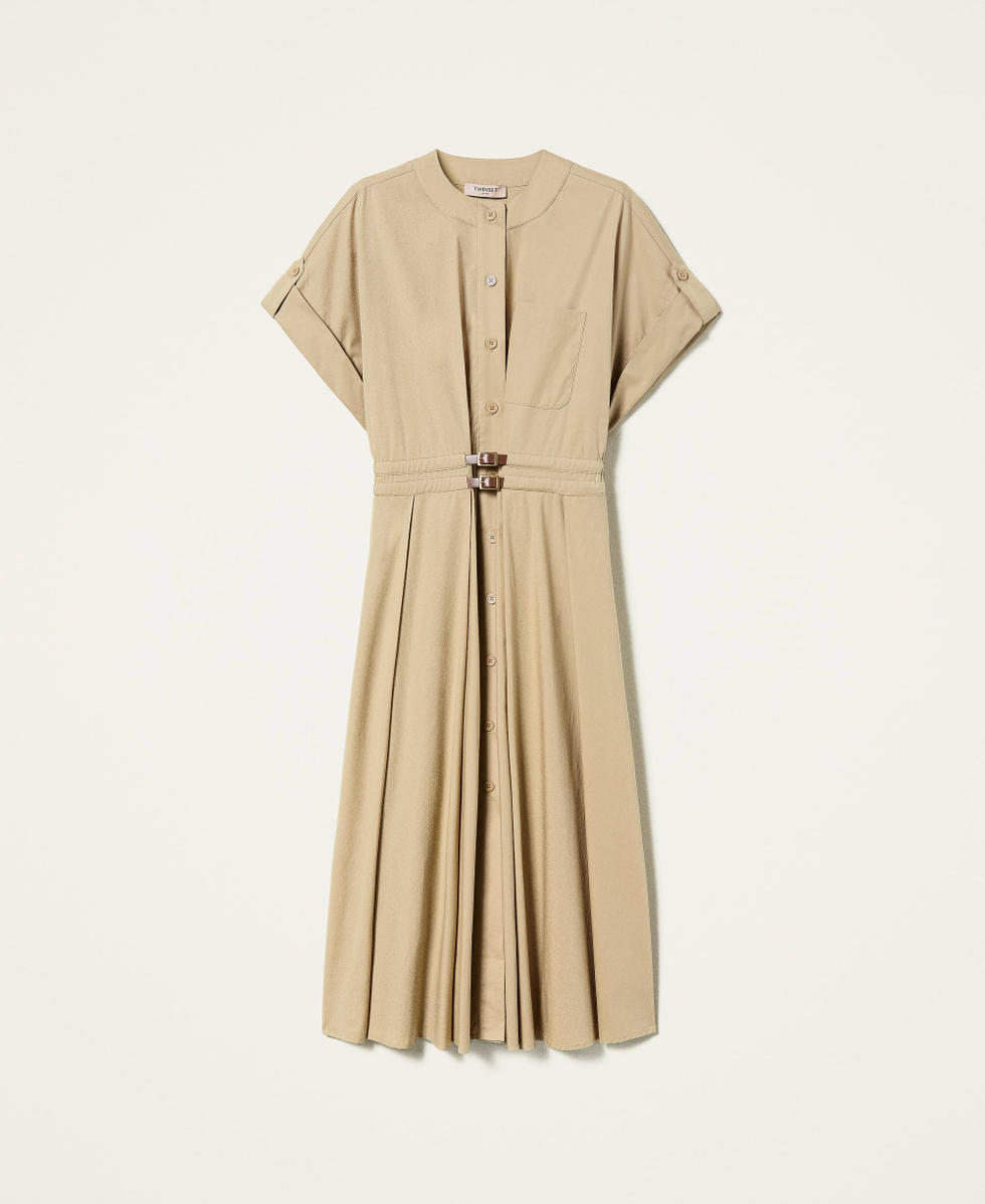 Langes Hemdblusenkleid aus Popeline