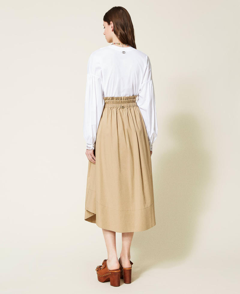 Long poplin skirt "Cold Sand” Beige Woman 221TT2115-03