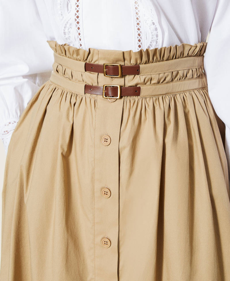Long poplin skirt "Cold Sand” Beige Woman 221TT2115-04