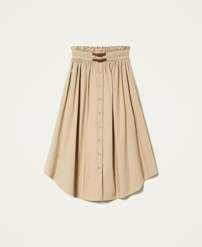 Long poplin skirt "Cold Sand” Beige Woman 221TT2115-0S