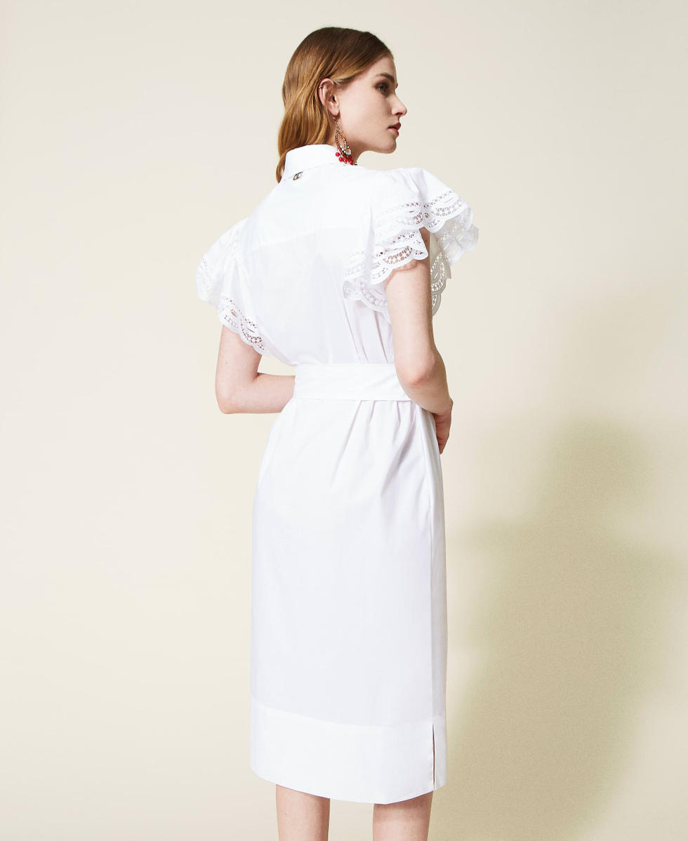 Midi poplin dress with lace