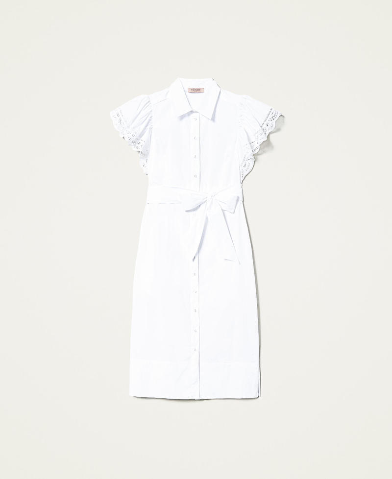 Midi poplin dress with lace