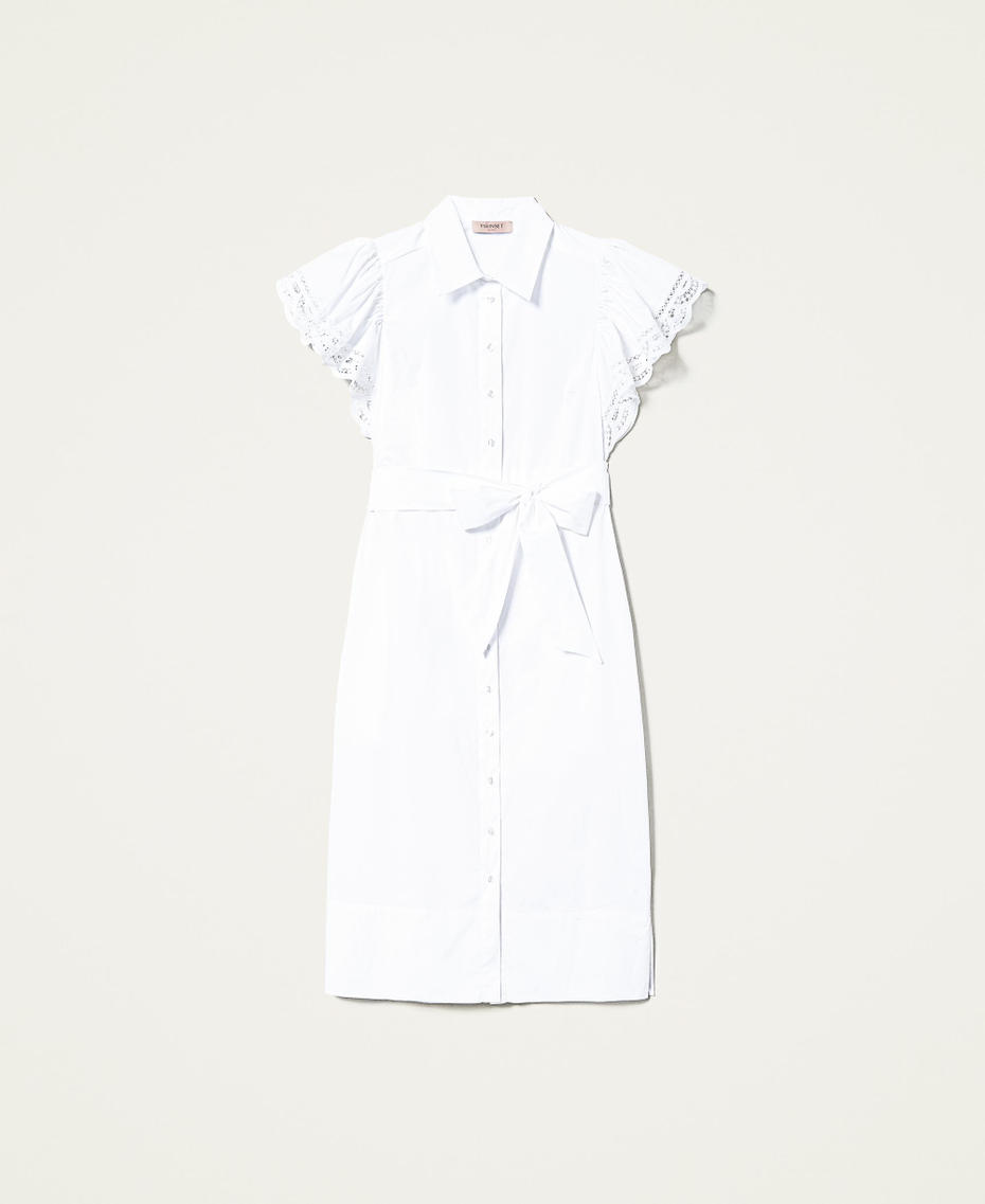Midi poplin dress with lace