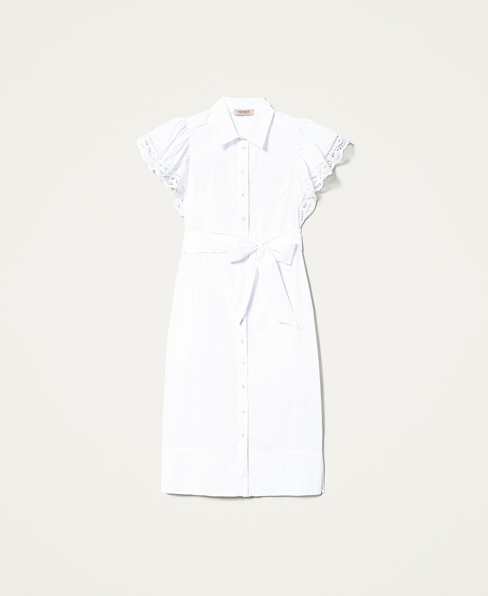 Midi poplin dress with lace